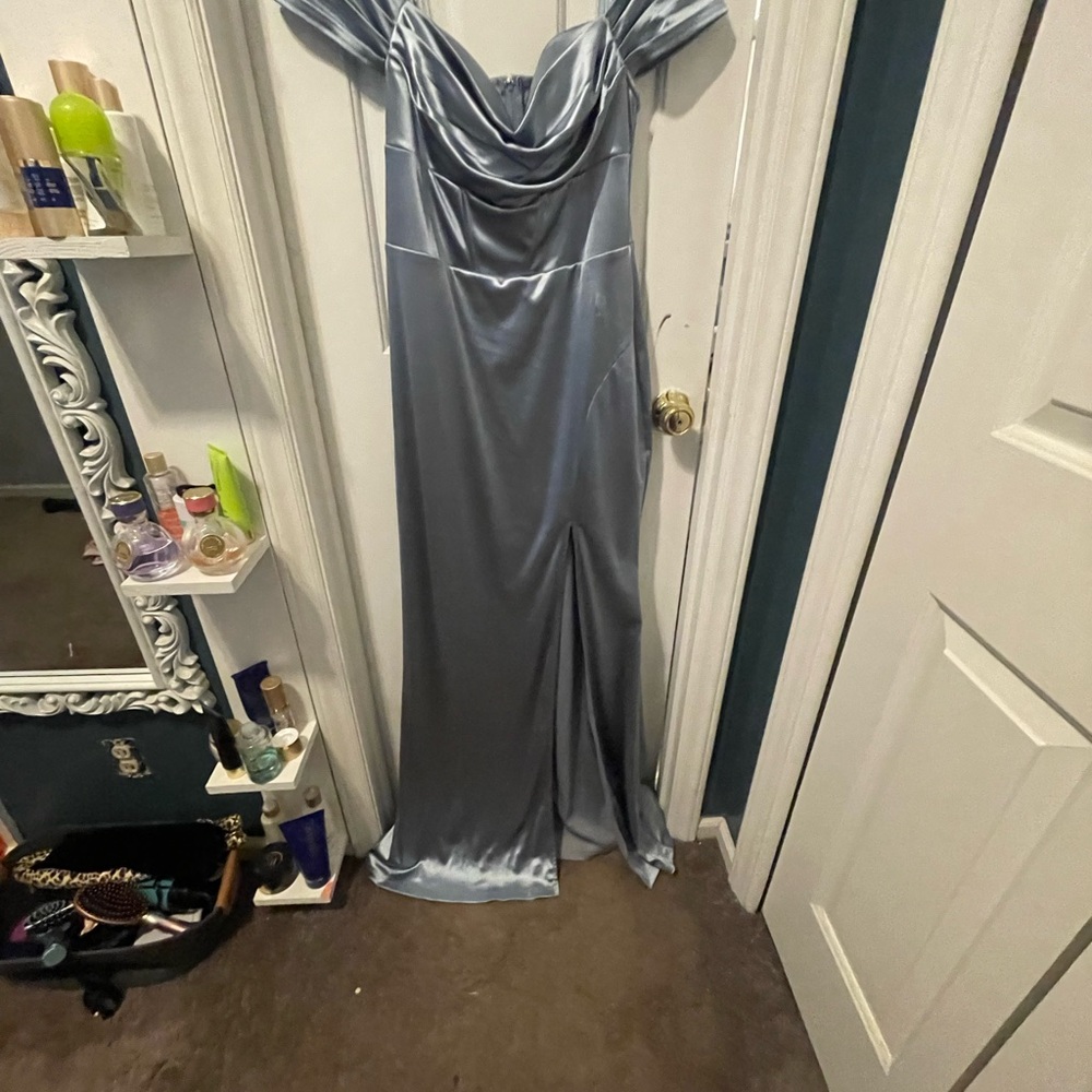 Elegant Silver Satin Gown